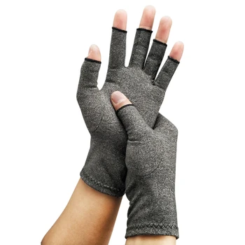 1 пара медицинских перчаток для лечения боли в суставах на полпальца, Прочная терапия Артрита рук, Моющиеся Легкие Тренировочные Компрессионные перчатки Унисекс