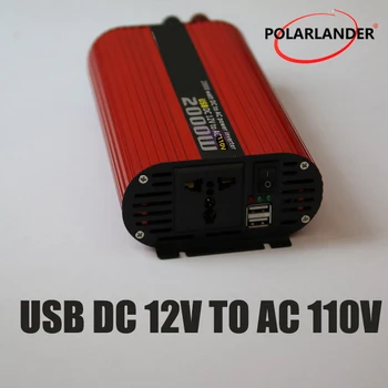 12 В/24 В 110 В/220 В постоянного тока в переменный Polarlander 2000 Вт Двойной USB Автомобильный Инвертор Зарядное Устройство Для Автомобильного Инвертора Переключатель Питания автомобиля