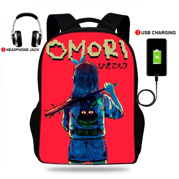 17-ДЮЙМОВЫЕ школьные рюкзаки Omori, сумка для книг с принтом для мальчиков и девочек, студенческий рюкзак с USB-зарядкой Mochilas