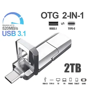 2 ТБ USB флэш-накопитель металлический 2 ТБ 1 ТБ USB флэш-диск компьютерный 2 ТБ резервное копирование данных подарочный высокоскоростной водонепроницаемый USB флэш-диск