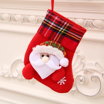 2 шт./лот, красный Маленький Рождественский чулок, подвесные украшения в виде елки, снеговика, оленя, Брендовые дизайнерские носки Санта Клауса