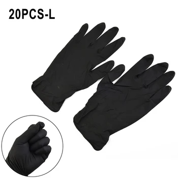 20 Шт. перчаток из чистого нитрила (без латекса), Защитные перчатки черного цвета для домашней уборки, инспекции, пищевой и химической промышленности