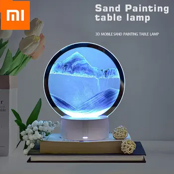 2023 Настольная картина Xiaomi с зыбучими песками, динамическая лампа в виде песочных часов, 3d трехмерная ночная лампа, креативная лампа для спальни