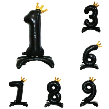 32-дюймовые Черные воздушные шары из фольги с цифрами 1-9, Цифровой шар на День рождения, украшение вечеринки своими руками, Баллон из алюминиевой фольги для взрослых и детей, принадлежности для вечеринок
