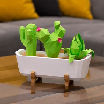 3D Бумажная форма, незаконченная модель кактуса, складной бумажный рабочий стол, миниатюры для домашнего декора, сделанные своими руками