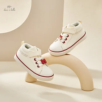 Dave Bella/ парусиновая обувь для девочек, бежевые кроссовки, Осенняя детская повседневная обувь, модная обувь на шнуровке, детская обувь для девочек DB3236308