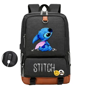 Disney Stitch Для мальчиков и девочек, детские USB-сумки для школьных книг, женский рюкзак для подростков, мужской рюкзак для ноутбука, студенческий рюкзак для путешествий