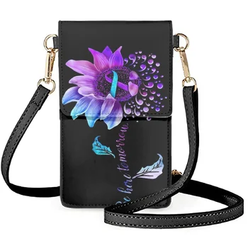 FORUDESIGNS Мини-кожаная сумка для мобильного телефона Sunflower Love Peace Дизайнерские кошельки для девочек-подростков, сумка через плечо, универсальная