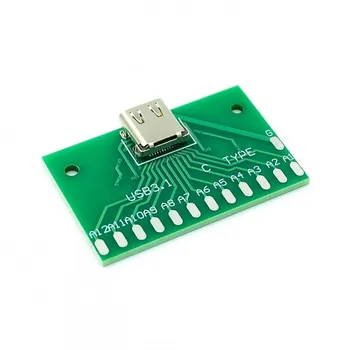 TYPE-C Perempuan Kepala Uji Papan USB 3.1 Konektor Adaptor Papan dengan Papan PCB 24P Dasar untuk Mengukur Arus Konduksi