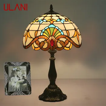 ULANI Современная настольная лампа Tiffany LED Креативный Ретро Европейский настольный светильник из витражного стекла Декор для дома Гостиной Спальни