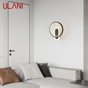 ULANI Современный черный латунный светильник-бра, светодиодный 3 цвета, Роскошное креативное освещение из меди рядом с проходом, декор спальни