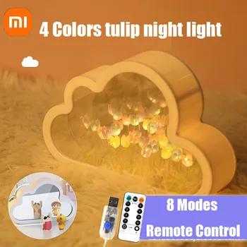 Xiaomi DIY Cloud MirrorTulip Ночник СВЕТОДИОДНЫЙ USB штекер Прикроватная тумбочка для спальни Красочная Для детского подарка Украшение комнаты