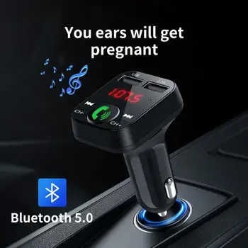 Автомобильный Bluetooth-аудиоплеер, MP3-плеер, FM-передатчик, радио, Беспроводной музыкальный приемник с громкой связью, Двойной интерфейс USB, адаптер быстрого зарядного устройства
