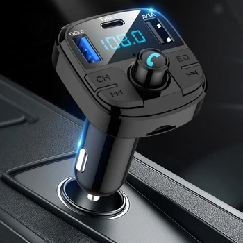 Автомобильный Громкой связи Bluetooth-совместимый QC3.0 FM-передатчик Автомобильный Комплект MP3-Модулятор Плеер Аудиоприемник Громкой связи USB Быстрое Зарядное устройство