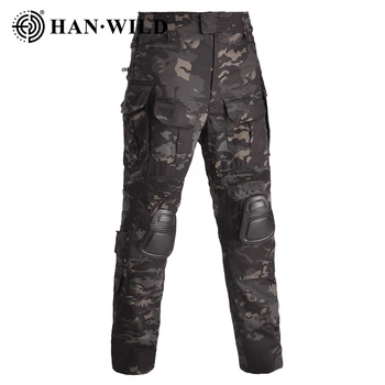 Армейские камуфляжные походные брюки с эластичной складкой, военная одежда, боевые брюки с наколенниками, мужские охотничьи брюки, одежда для тренировок