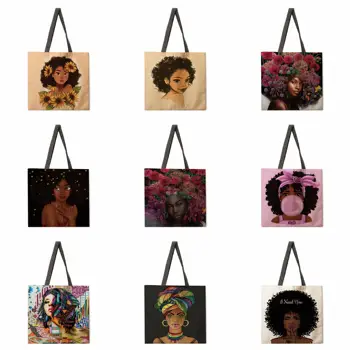 Африканская женская льняная хозяйственная сумка Женская сумка через плечо Складная хозяйственная сумка Пляжная сумка-тоут Сумочка