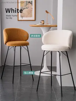 Барный стул с высокой спинкой в скандинавском стиле, легкий Роскошный железный стул, простой барный стул с мягкой сумкой