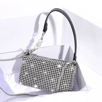 Бриллиантовая вечерняя сумочка роскошная дизайнерская женская сумочка 2023 года, высококачественная сумка подмышками, блестящие сумки для женщин sac a main femme