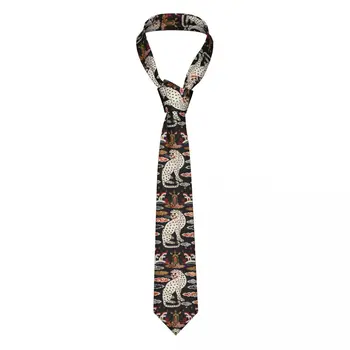 Винтажный галстук Снежного Барса для мужчин Тонкий Полиэстер 8 см Классические Кошки Лев Тигр Галстуки с животными для мужчин Аксессуары для рубашек Gravatas