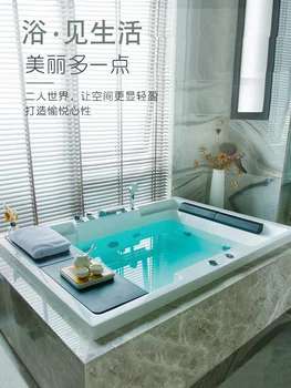 Встроенная двухместная ванна для серфинга, домашний массаж, интеллектуальное отопление, спа, термостатическая пружина, акриловая большая ванна на открытом воздухе