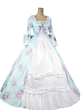 готическое платье в стиле лолиты, костюмы на Хэллоуин для женщин, костюм принцессы, платье для косплея, викторианский костюм, королевское белое платье с цветочным рисунком.