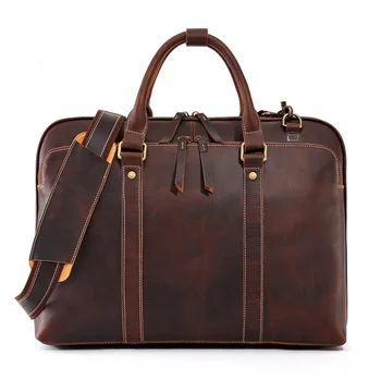Деловой мужской портфель из натуральной кожи, сумка для ноутбука 15,6 