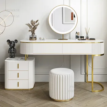 Дизайнерские белые комоды Роскошная мебель для спальни Креативный туалетный столик Разнообразные зеркала в тон Комод домашний шкафчик A