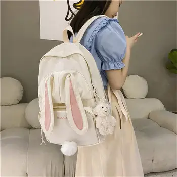 Дизайнерский милый рюкзак для девочек, нейлоновая водонепроницаемая школьная сумка для девочек-подростков, рюкзак большой емкости с мультяшным кроликом Mochila
