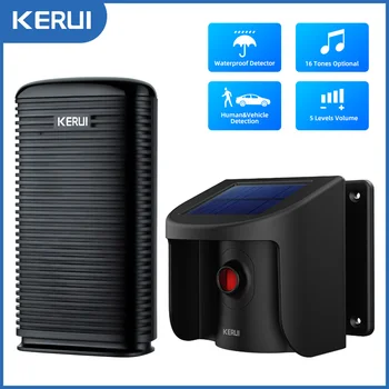 Дорожная Сигнализация KERUI с Датчиком Движения PIR на Солнечной Энергии, Водонепроницаемый для Защиты От Взлома на Открытом Воздухе