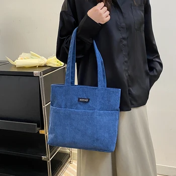 Женская вельветовая сумка через плечо, осенне-зимние сумки, дизайнерская повседневная сумка для покупок, кошелек, женская сумка для поездок на работу с верхней ручкой