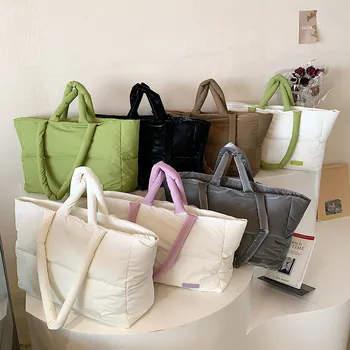 Женские сумки-Болсосы 2023 Winter Oversize для покупок, дизайнерская хлопковая вместительная сумка через плечо, женские дорожные сумки-тоут большой емкости