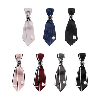 Женский галстук на шею в стиле ретро, шелковистый зажим на галстуке, элегантный для студенческой рубашки, Сделай САМ
