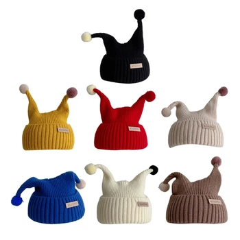 Забавная детская шапочка-антенна унисекс, толстая и уютная вязаная шапочка-капор, осенне-зимняя шапка