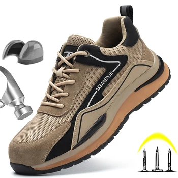 Защитная обувь Мужская рабочая обувь со стальным носком, неразрушаемые защитные ботинки, мужские рабочие кроссовки, устойчивые к проколам, LBX7615