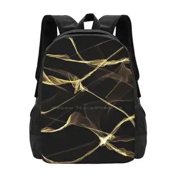 Золотой шелковый абстрактный художественный узор, узор для рюкзака студента колледжа, Дизайнерские сумки, Классный графический дизайн, Шелк, уникальный Черный и золотой
