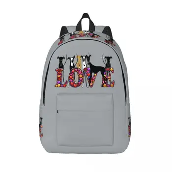 Индивидуальный холщовый рюкзак Love Hounds для женщин и мужчин, базовая сумка для книг для школы, колледжа, Борзая, Уиппет, Борзая, сумки для собак