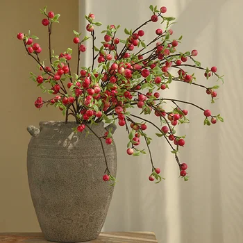 Искусственная мини-ветка яблони 72 см, имитирующая ягодные ветки Для вазы, Цветочная композиция, Декор Рождественского Новогоднего стола