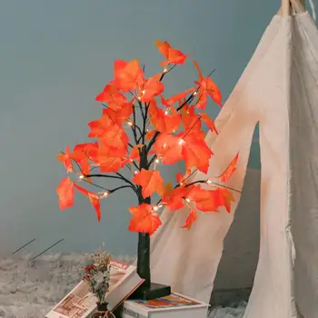 Креативный 24LED светильник в виде кленового дерева, Нежный декоративный праздничный декор, маленькая настольная лампа в виде дерева для домашнего праздничного оформления.