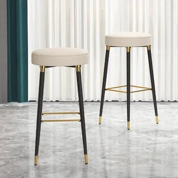 Кухонный Низкий белый барный стул, круглый Современный водонепроницаемый обеденный стул в минималистском стиле, шезлонги для макияжа на стойке регистрации, мебель в скандинавском стиле