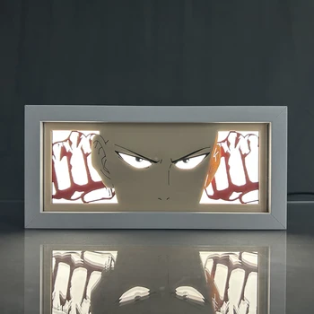 Лайтбокс для вырезания из бумаги One Punch Man Saitama Lightbox для декора спальни Настольный Аниме Shadow Box Подарок детям на День рождения Настольные лампы