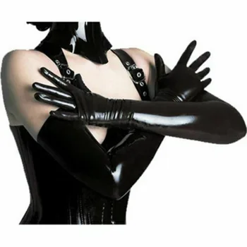Латексные резиновые перчатки унисекс, черные Формованные латексные перчатки длиной до плеча, Черные длинные фетиш-перчатки Унисекс