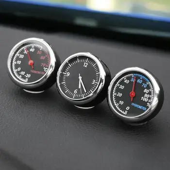 Мини-кварцевые часы в салоне автомобиля, гигрометр, термометр, украшение для приборной панели