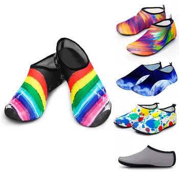 Мужская Женская Детская водная обувь с принтом, спортивные Пляжные Носки для плавания, противоскользящая Обувь для фитнеса, йоги, танцев, плавания, серфинга, дайвинга, подводной обуви