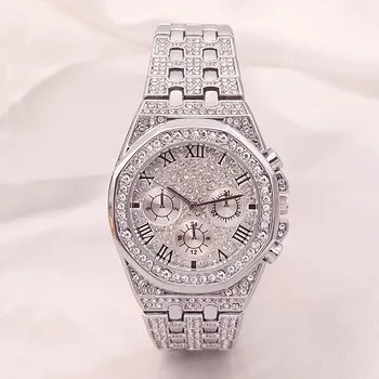 Мужские высококачественные унисекс роскошные часы с бриллиантами, кварцевые часы с ремешком из нержавеющей стали, повседневные наручные часы Montre homme Elegant