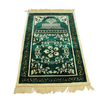 Мусульманский молитвенный коврик с вышивкой Ид, Гобеленовый ковер, нескользящий коврик синего цвета