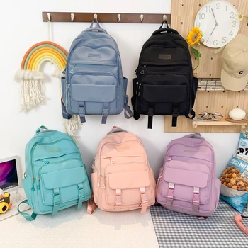 Нейлоновый Водонепроницаемый женский рюкзак Большой емкости, школьная сумка для девочек, дорожные рюкзаки в минималистичном стиле, студенческие сумки для книг Mochila