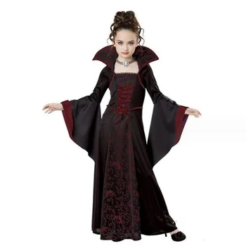 Новинка 2023, фантастический костюм вампира на Хэллоуин, косплей ведьмы для девочек, детская одежда для выступлений, платье принцессы вампиров