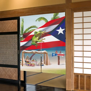 Пляж Пальма, Флаг Пуэрто-Рико, Занавеска в виде лягушки, Дверной занавес, перегородка для кухни, занавеска для ванной, гостиная, Полупрозрачная занавеска