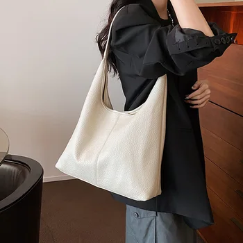 Повседневная модная женская сумка через плечо из мягкой искусственной кожи Женская сумка подмышками Однотонная сумка-ведро Сумки 2023 New Tide Tote Bag