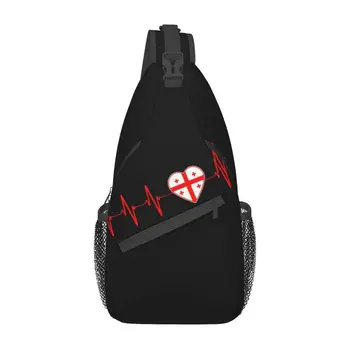 Повседневный рюкзак-слинг с флагом Джорджии, мужские сумки через плечо Georgian Heart Family для кемпинга, езды на велосипеде